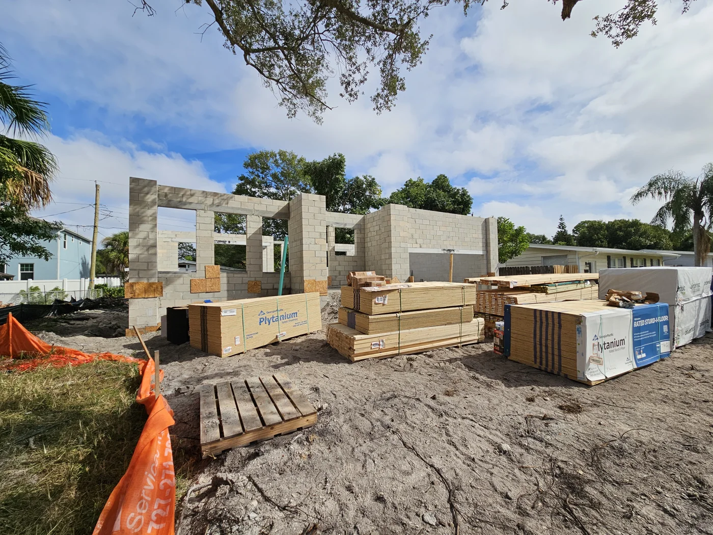 Block walls and framing materials at a Graham Group construction project