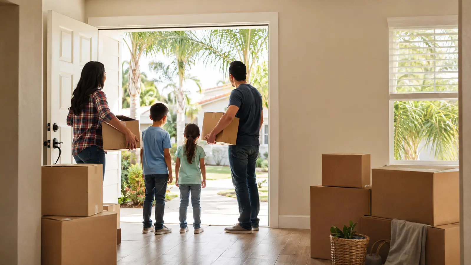 A family moving into a Florida home